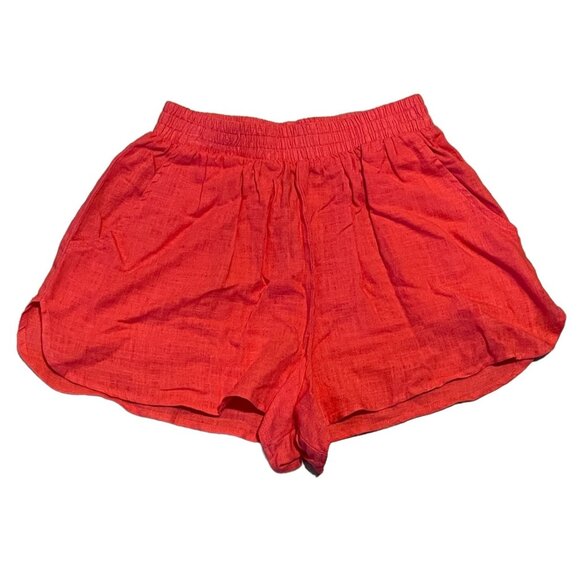 Wild Fable XS Coral Red Linen Blend High Rise Flowy Pull-On Shorts XS pockets - Picture 1 of 6